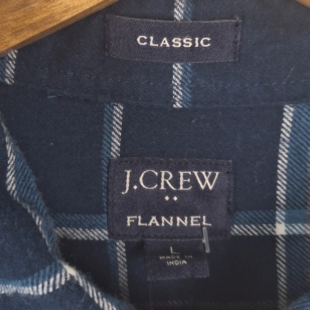 J‎ Crew Shirt Large Blue Classic Flannel Preppy Plaid Button Down Heritage NWT